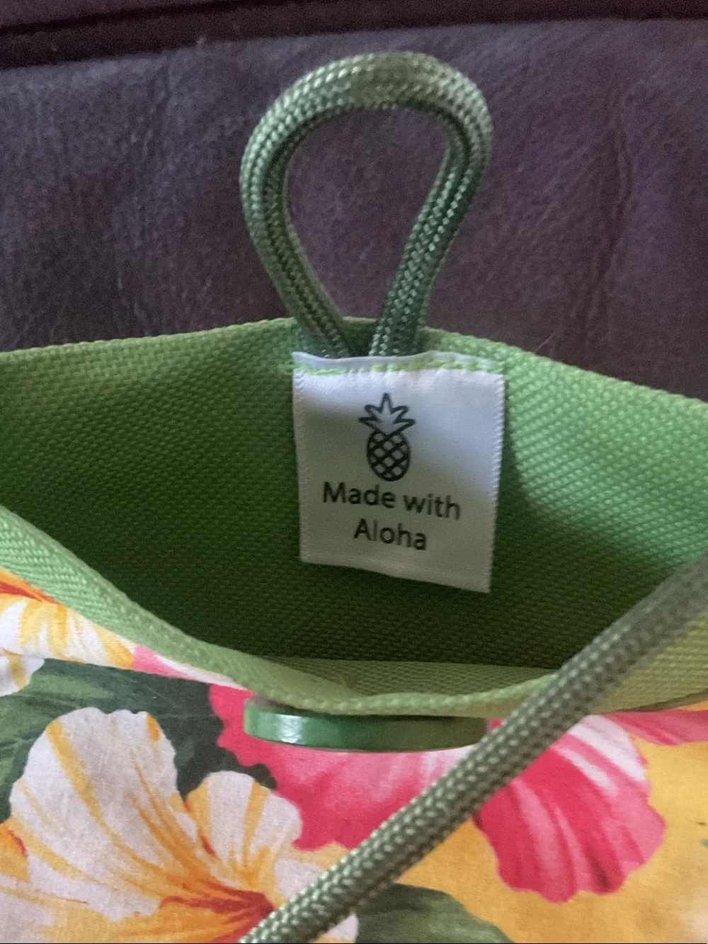 Made with Aloha Floral Crossbody w button closure- Yellow & Pink Approx 7” x 4”